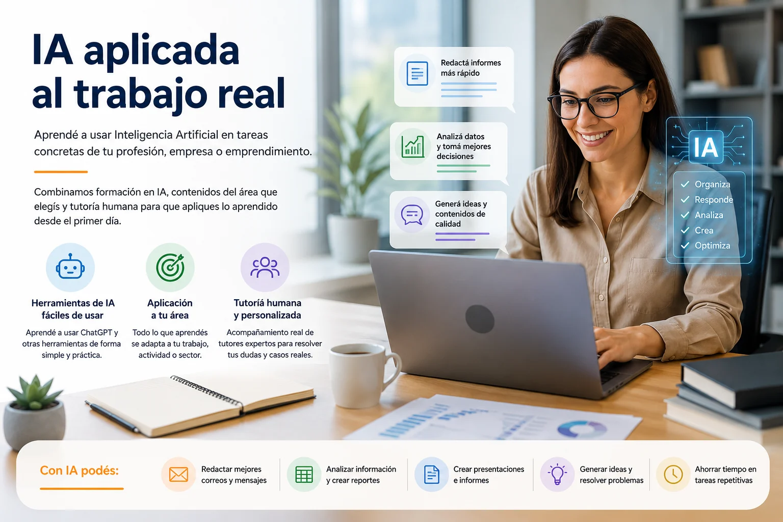 Inteligencia Artificial aplicada al trabajo real con tutoría humana